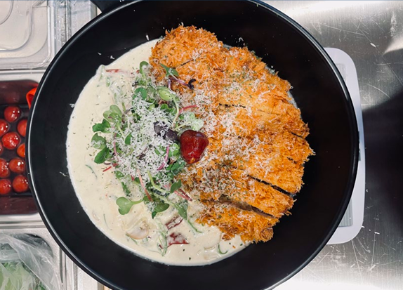 White Cream Katsu with rice cake