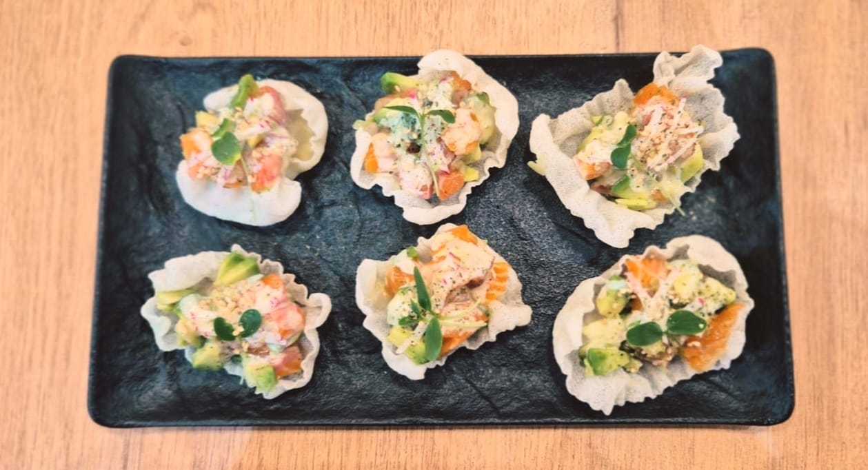 Salmon Canapé with Wasabi Cream sauce